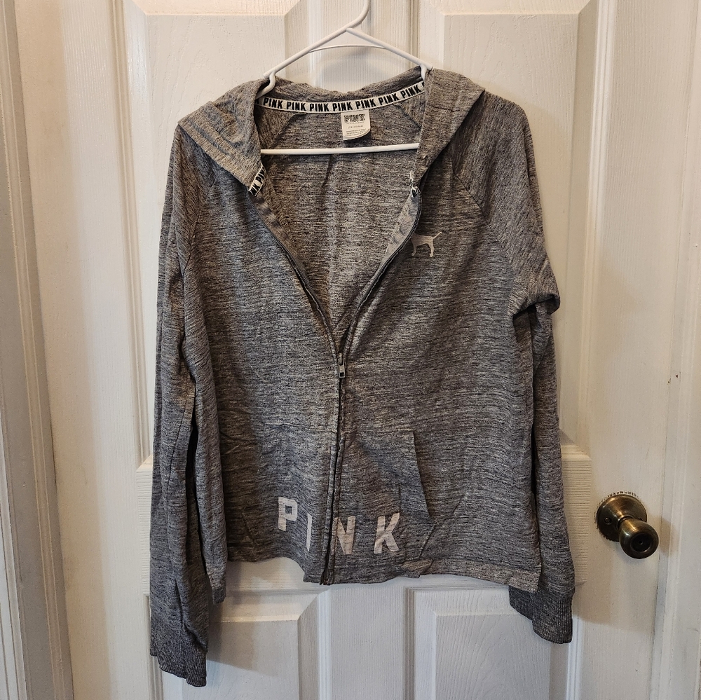PINK Victoria's Secret Grey Zip-Up Hoodie